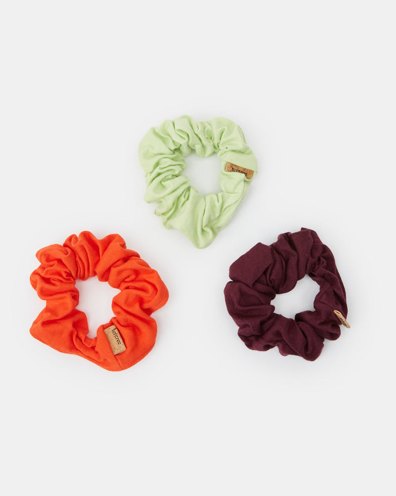 Purple,Orange 3 Pack Organic Cotton Scrunchie