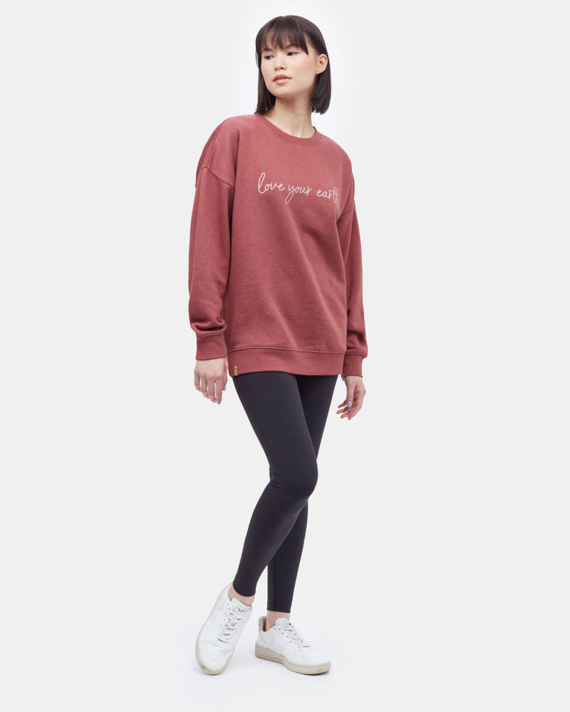 Red Women's Oversized Crew Sweatshirt