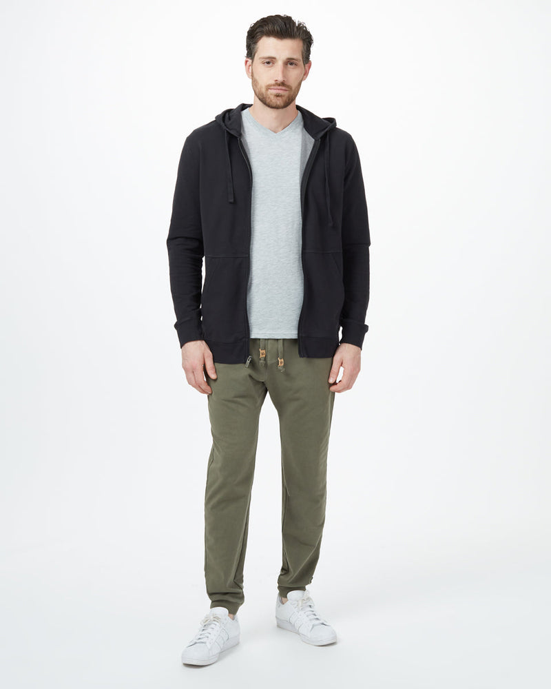 Black Organic Cotton Graphic Zip Up Hoodie