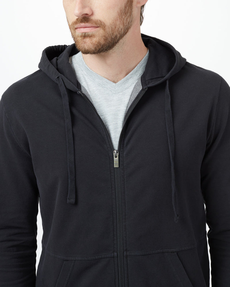 Black Organic Cotton Graphic Zip Up Hoodie