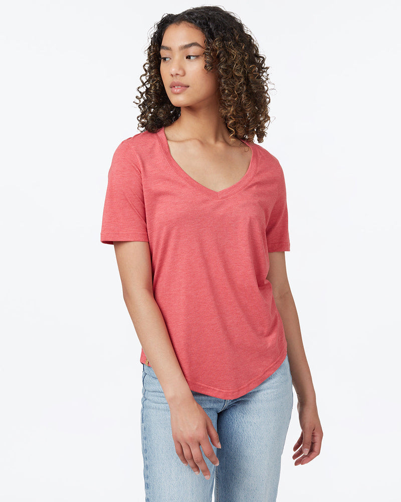 Red V-Neck Short Sleeve T-Shirt