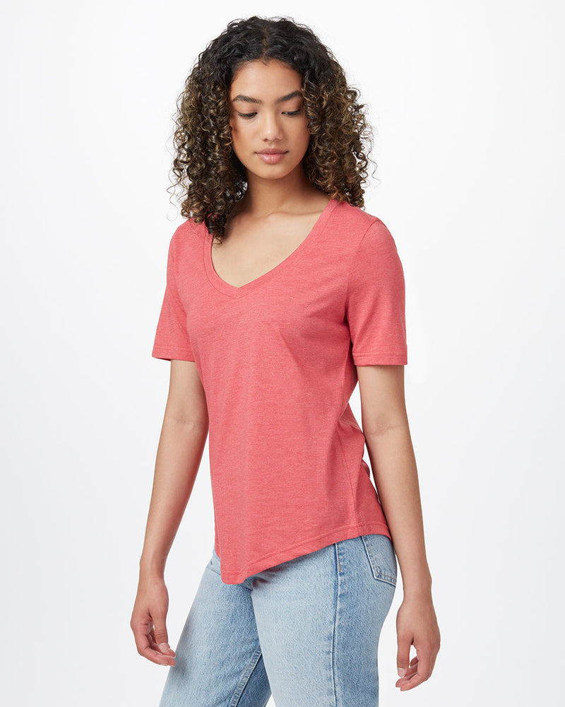 Red V-Neck Short Sleeve T-Shirt