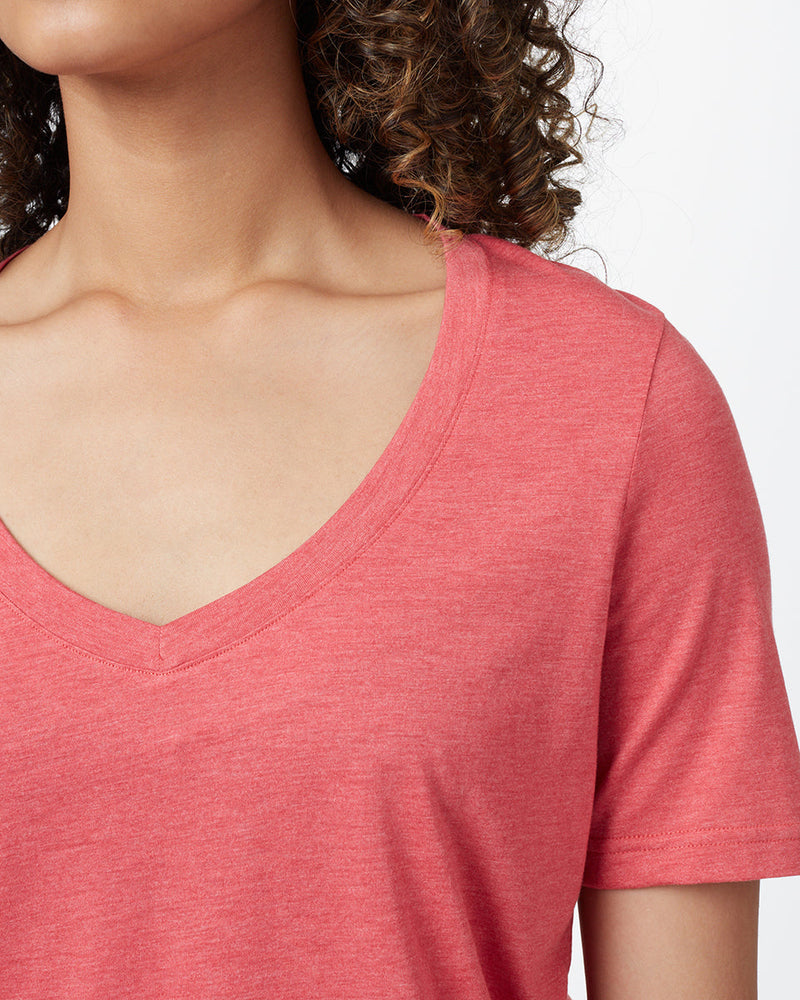 Red V-Neck Short Sleeve T-Shirt