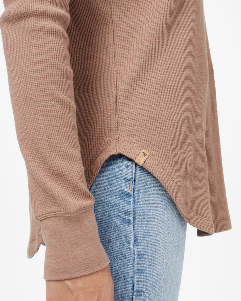 Brown Women's Waffle Knit Longsleeve Top