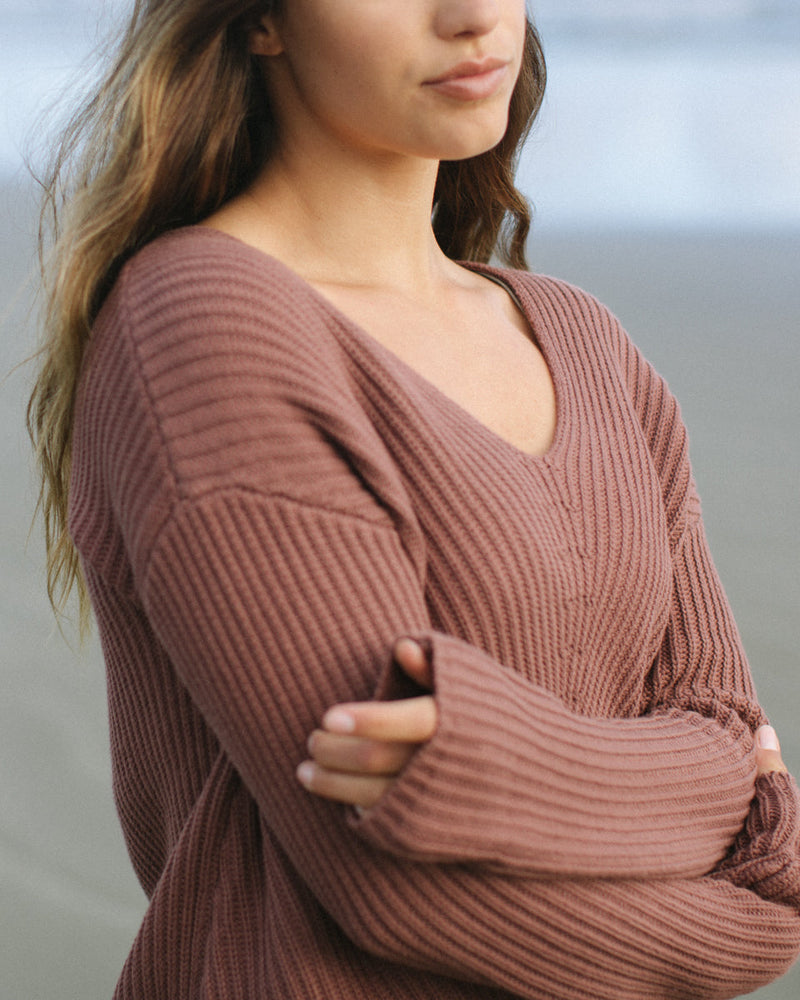 Red Women's Organic Cotton V-Neck Jumper