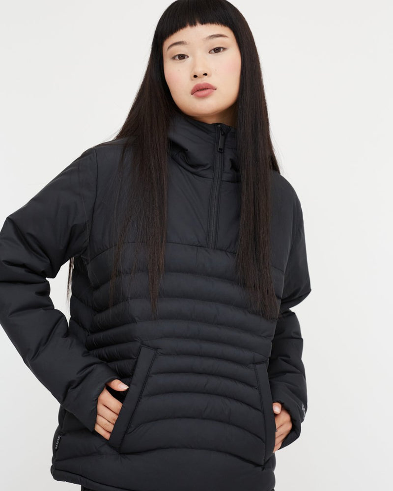 Black Women's PrimaLoft Puffer Jacket *Model is 5'8.5", wearing size S