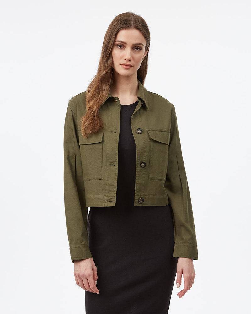 Green Women's Cropped Collared Jacket *Model is 5'11, wearing size S