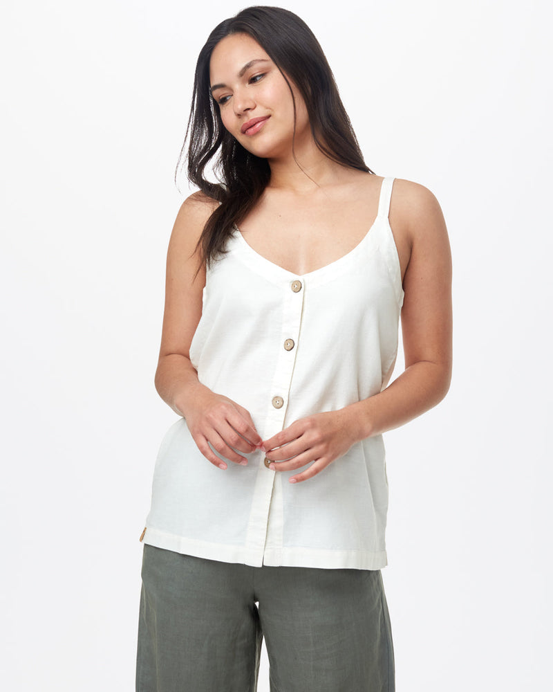 White Women's Button Front Tank Top